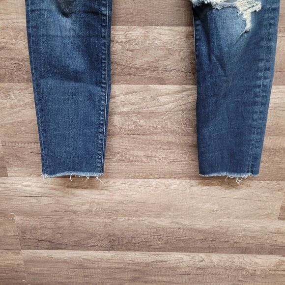 Abercrombie & Fitch Harper Ankle Jeans Blue Medium Wash Womens 26 Distressed - Picture 9 of 15